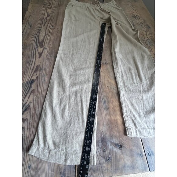 Est 1946 Cato Linen Blend Wide Leg Pant Womens Small Khaki Elastic Waist Pockets - Picture 8 of 9